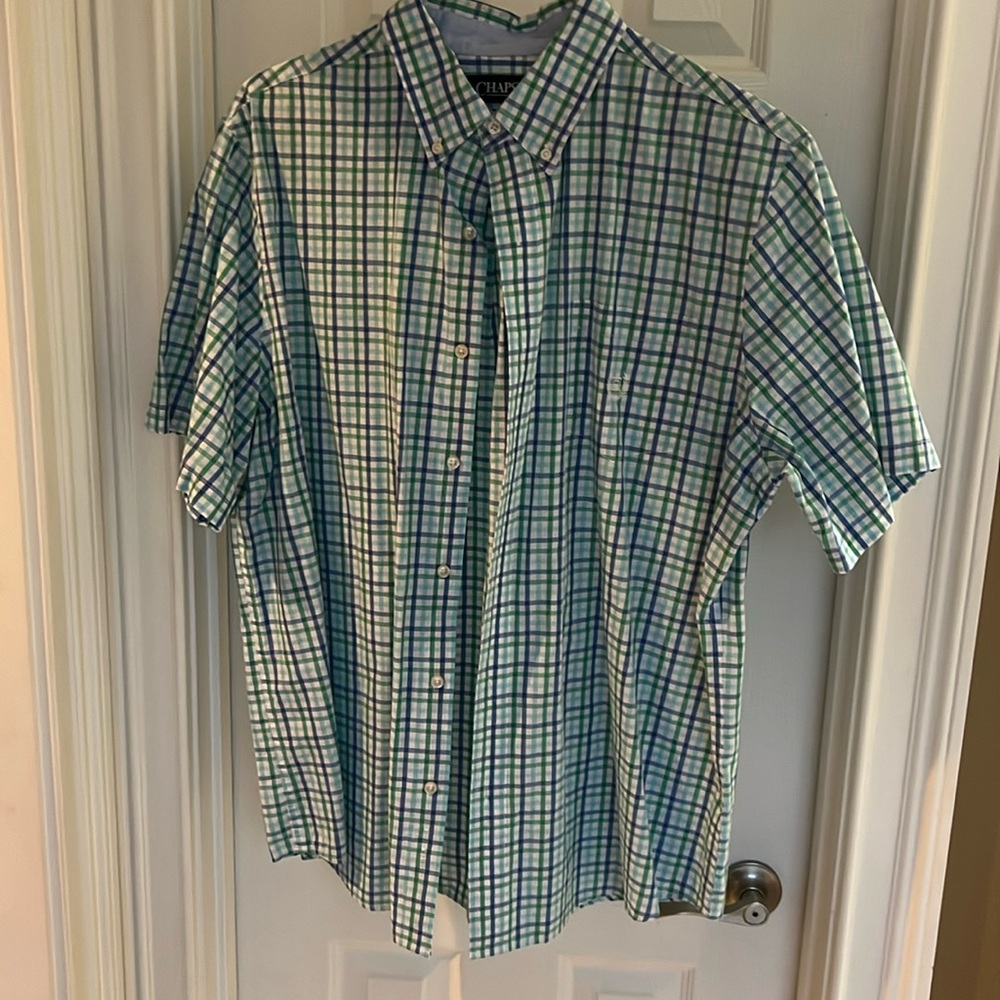Men’s chaps short sleeve XL button up dress shirt